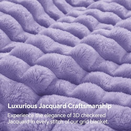 BEDELITE 3D Checked Lavender Fleece Throw Blanket for Couch, 50x60 Inches - Image 4