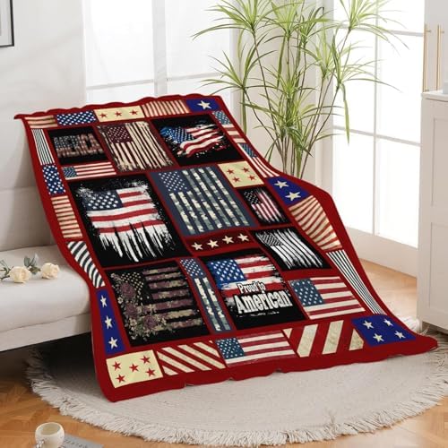 Veteran Blanket American Flag Throw Blanket Veterans Day Gifts for Men Women Adults Super Soft Cozy Plush Fluffy Fuzzy Fleece Blanket Home Decor 40''X50'' - Image 6