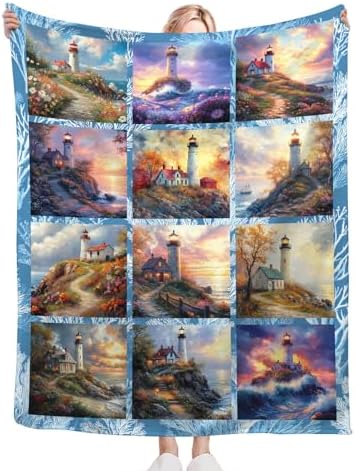 Lighthouse Blanket for Girls Women Boys Men Adults Kids Soft Cozy Fleece Nautical Throw Blankets Gifts Warm Flannel Plush Lightweight Decor for Couch Bed Sofa 50"X40" - Image 5