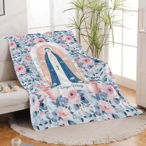 Virgin Mary Throw Blanket Christian Religious Scripture Catholic Spiritual Stuff Gifts for Adults Women Soft Cozy Warm Plush Fluffy Fuzzy Fleece Blanket Decor 40''X50'' - Image 5