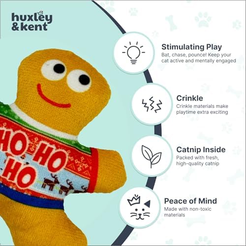 Huxley & Kent Plush Crinkle Catnip Cat Toy, Ugly Sweater G-Man - Image 4