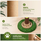 37'' Tall Cat Scratching Post, Sturdy Cat Tree Tower with Plush Perch, Hanging Toy & Interactive Wooden Ball, Durable Sisal Scratcher for Indoor Cats and Kittens - Image 4