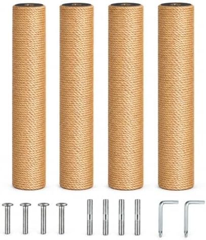 LEMONDA 31.5Inch Cat Scratching Post,Cat Scratcher Tree with 3 Scratching Poles & 2 Interactive Dangling Balls,Cats Scratching Posts for Indoor Kitten & Adult Cats (4 Posts) - Image 2