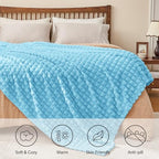 BEDELITE 3D Checked Light Blue Fleece Throw Blanket for Couch, 50x60 Inches - Image 4