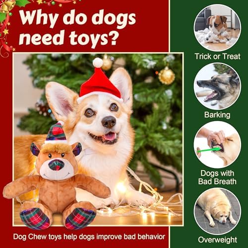 Newget Christmas Squeaky Dog Toys, Plush Dog Chew Toys with Crinkle Paper - Image 4