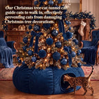 Christmas Tree Cat Tunnel 36 in Donut Bed, Navy Blue, Velvet, Fluffy - Image 4