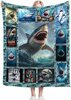 Shark Blanket Ocean Sharks Throw Blankets Decor Stuff Cozy Flannel Fleece Soft Plush Fuzzy Warm Lightweight Bedding Gifts for Women Girls Kids 80"X60" - Image 5