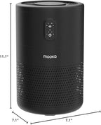 MOOKA Air Purifiers for Home Large Room up to 1076 ft², H13 True HEPA Air Filter Cleaner, Odor Eliminator, Remove Smoke Dust Pollen Pet Dander, Night Light, B-D02L Black