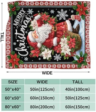 Santa Claus Blanket for Girls Women Boys Men Adults Kids Soft Cozy Fleece Merry Christmas Throw Blankets Gifts Warm Flannel Plush Lightweight Decor for Couch Bed Sofa 80"X60" - Image 7