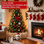 Cat Tunnel Christmas Tree Skirt， Cat Bed Under The Xmas Tree, Soft Plush Kitty Tunnel Bed with Washable Cushion, Two-Entry Peekaboo Round Christmas Cats Donut for Kitten Puppy Rabbit Ferret (Brown) - Image 3