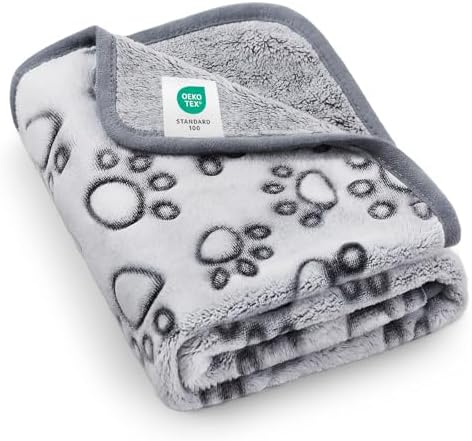 Luciphia Fluffy Paw Print Dog Blanket Large/Medium/Small, Soft Fleece Throw by luciphia