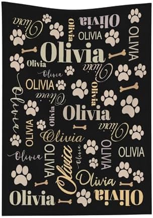 Personalized Puppy Name Blanket, Custom Dog Name Truck Blanket, Gift for Girls Personalized Puppy Lover, 40"x50" Soft Lightweight Plush Throw Blanket for Couch, Bed, Sofa Decoration by JUNYI