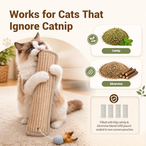 2 Pack Refillable Catnip Silvervine Kicker Toys for Indoor Cats - Image 3