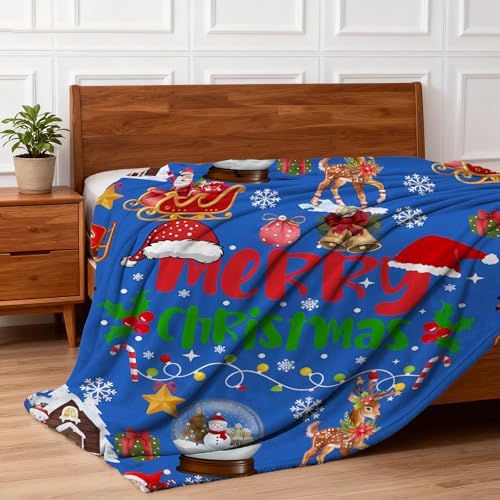 COMFAR Blue Cute Christmas Blankets and Throws for Adults/Women/Boys/Kids, Holiday Fleece Throw Blanket for Couch/Sofa, Holiday Decor, Christmas Decorations/Gifts 40"x 60" - Image 6