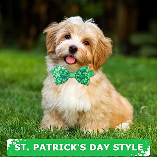 120 Pcs St. Patrick's Day Dog Bow Tie Collar Set Includes 60 Green Irish Bow Ties for Dogs Dog Grooming Bowtie 30 Dog Neckties 30 Large Bow Tie Collar Pet Holiday Accessories for Dog Cat (Shamrock) - Image 7