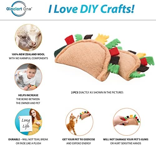 Glaciart One Felt Taco Cat Toys with Catnip, 2 Pcs Cute Wool Cat Toy for Interaction and Boredom Relief, Encourages Exercise, Exploring and Play - Image 2