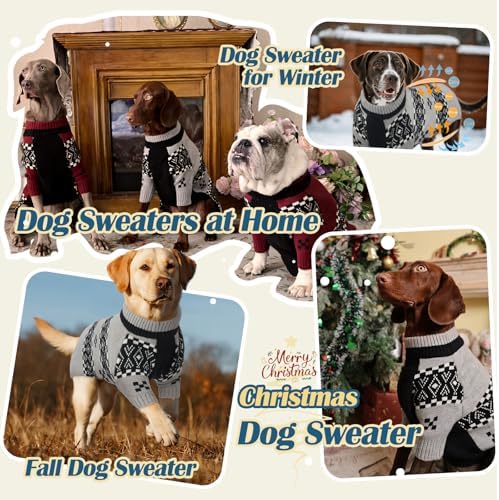 ROZKITCH Dog Sweaters for Cold Weather, Warm Knit Winter Clothes, Turtleneck Pet Sweater for Medium Breeds Bulldog Vizsla English Bulldog Grey XL - Image 4
