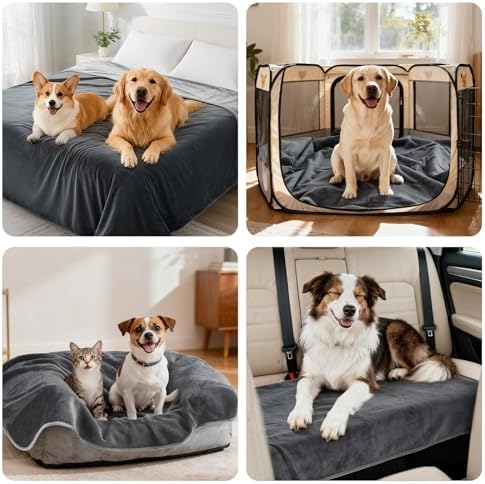 LOOBANI Waterproof Dog Blanket for Small Dogs, Pet Blanket 30" x 40", Grey - Image 5