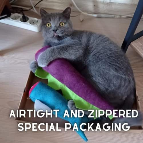 pawdaz Large Cat Toy Dino, Catnip Matatabi Silvervine Filled Help Relief Stress Interactive Indoor Cat Kicker with Bell and Smell (Purple) - Image 6
