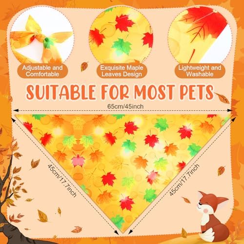 Preboun 50 Pcs Fall Dog Bandanas Bulk, Autumn Pumpkin Maple Leaves Pattern - Image 3