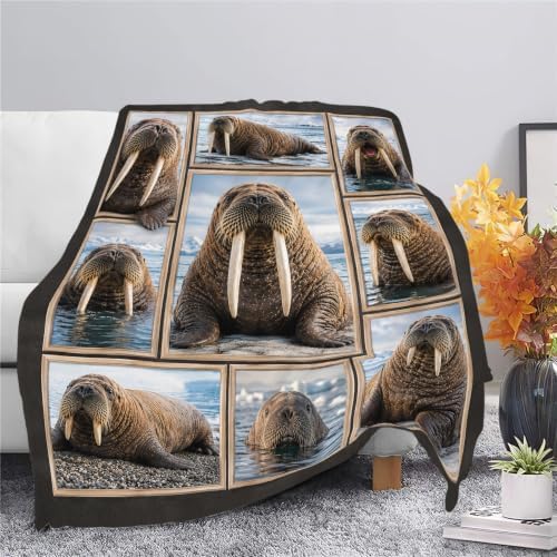 Walrus Blanket, Arctic Animal Throw Gift for Kids Adults 80"X60" - Image 3