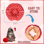 Cat Tunnel Christmas Tree Skirt Cat Bed Indoor 3 ft x 3 ft x 10 Inch Kitten Donut Tunnel with Ball Peekaboo Cave Pet Bed Round Hideaway Holiday Cave Circle Pets Gift(Elk) - Image 2