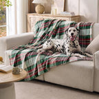 BEDELITE Christmas Fleece Twin Blanket for Couch, White & Green & Red - Image 5