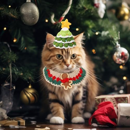 Geyoga 4 Pcs Pet Christmas Costume Suit Gift for Cat Dog, Cute Design - Image 7
