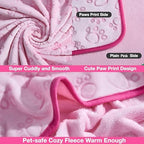 Stuffed Premium Soft Dog Couch Blanket, with Flannel Cute Paw Print, 30 * 70 inches, Cat Blanket Puppy Supplies Dog Products Stuff Essentials, Pink - Image 3