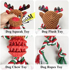 Dog Christmas Toys for Small Medium Large Dogs, Squeaky Plush Dog Toys + Interactive Dog Toys + Dog Rope Toys Multi Function Cute Reindeer Puppy Toys for Christmas - Image 2