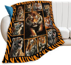 Tiger Throw Blanket Tiger Stuff Gifts for Kids Girls Boys Adults Women Men Soft Cozy Warm Plush Fluffy Fuzzy Fleece Blanket Decor 50''X60'' - Image 7