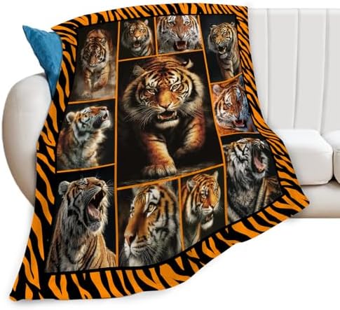 Tiger Throw Blanket Tiger Stuff Gifts for Kids Girls Boys Adults Women Men Soft Cozy Warm Plush Fluffy Fuzzy Fleece Blanket Decor 50''X60'' - Image 7