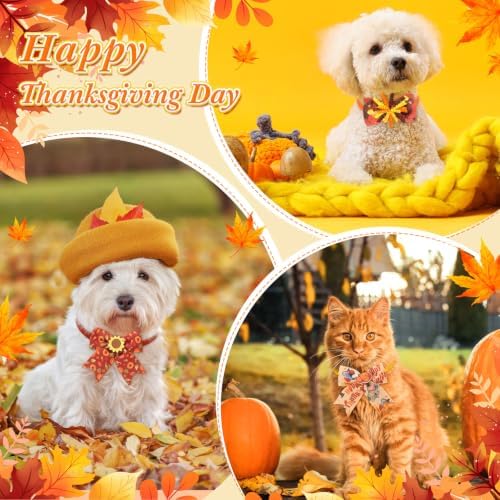 Huhumy 50 Pcs Fall Dog Bow Tie Bulk Thanksgiving Pet Collar for Dog Cat - Image 3