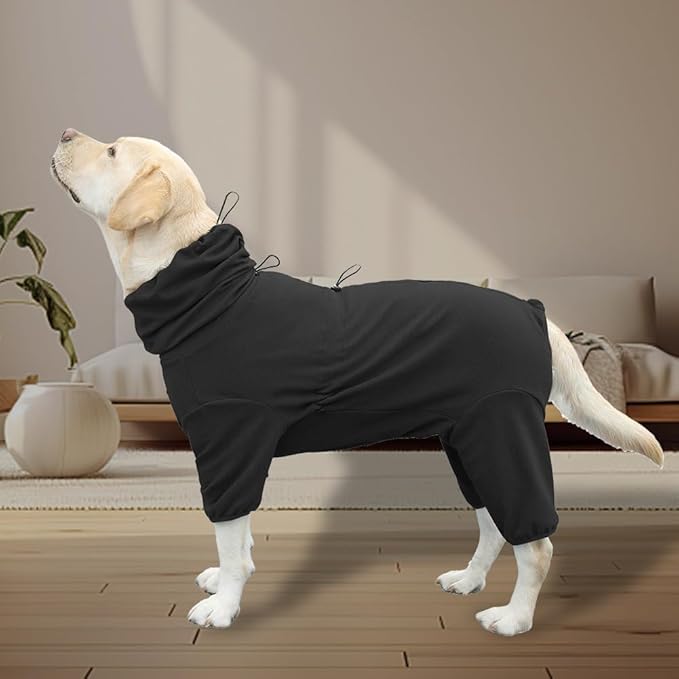 Dog Pajamas for Large Dogs, Extra Large Stretch, Suitable for Adult Medium-Sized Dogs, Large Pet Jumpsuit Four-Legged Dog Clothes, Surgical Recovery Pet Clothing (Black, 6XL)