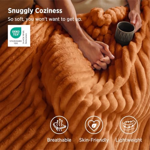 Bedsure Soft Twin XL Blanket for Bed Dorm Orange 66"x90" - Image 3