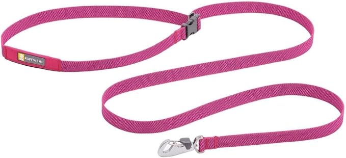 Ruffwear, Flagline Dog Leash, Lightweight Hands‑Free 6.5 ft Lead, Adjustable Waist‑Worn or Handheld, Lockable Swivel Crux Clip, Low‑Profile Pick‑Up Bag Stash Pocket, Alpenglow Pink