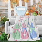 Happy Easter Rabbit Throw Blanket, Bunny Floral Soft Cozy Blankets, Cute Lightweight Flannel Blanket for Easter Decorations, All Season Warm Fleece Blanket for for Couch Bed Sofa 50x60 Inch - Image 2