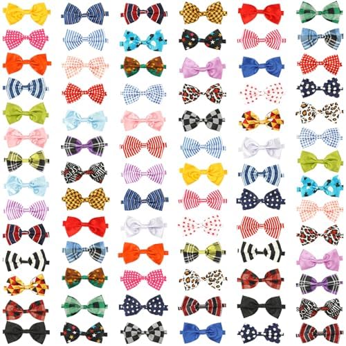 Segarty Dog Bowties - 80 Pack Adjustable Bow Ties for Small to Large Pets - Assorted Grooming Accessories for Birthdays, Weddings, Parties & Holidays by Segarty