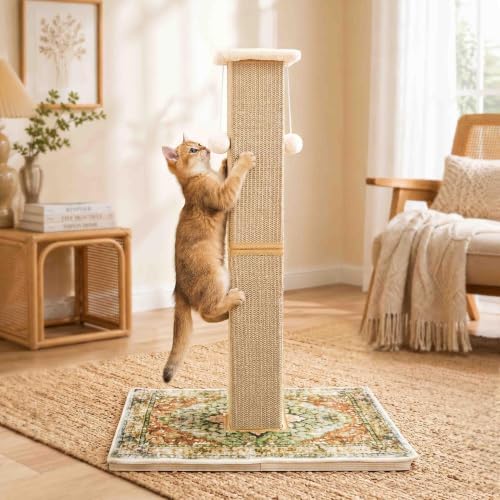 Tall Cat Scratching Post for Indoor Cats Adults with Carpet, Green - Image 7