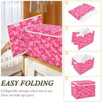 Bolaz Storage Bins with Lids and Handles,Valentines Day Pink Hearts Storage Box Storage Basket with Cover Collapsible Organizer Containers for Home Closet, Shelves - Image 3