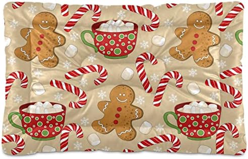 Cute Christmas Gingerbread Man Dog Cat Bed Washable Non Slip Soft Removable Cover Pet Crate Beds for Small Dogs by Mazeann