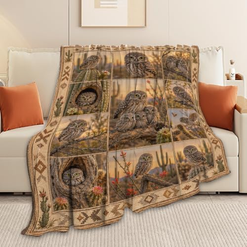 Desert Elf Owl Throw Blanket Gifts for Girls Women 50"X40" - Image 6