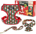 PUPTECK Christmas Dog Harness Collar and Leash Set with Gift Box, No Pull Soft Light Pet Harness, Reflective Adjustable Puppy Vest, for Small Sized Dogs Cats Walks, Red&Green XS by PUPTECK