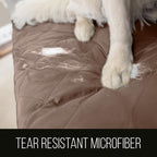 Sofa Shield® Couch Recliner Covers for Dogs, Reversible Furniture Protector with Strap, Stain and Tear Resistant Cushion Cover, 28 inch Seat, Machine Washable Slipcover Pets, Cats, Latte Linen