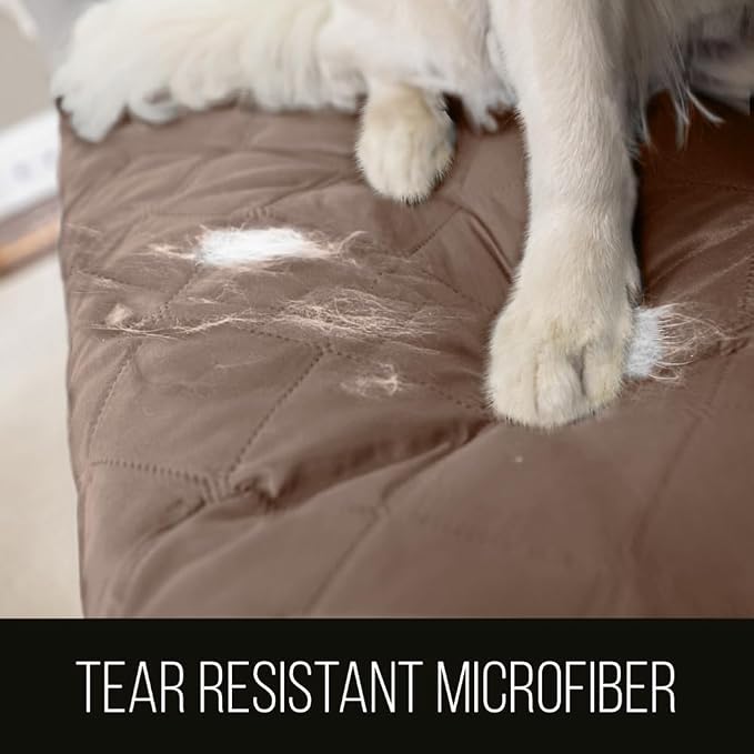 Sofa Shield® Couch Sectional Covers for Dogs, Reversible Furniture Protector with Strap, Stain and Tear Resistant Cushion Cover, 30x30 inch Seat, Machine Washable Slipcover Pets, Cats, Latte Linen