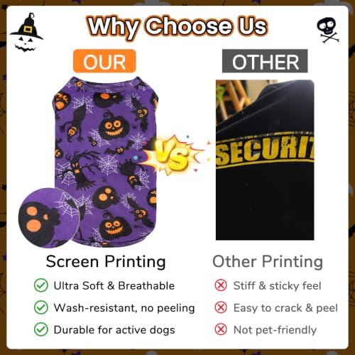 BINGPET 2PCS Dog Halloween Costume, Soft Cotton Puppy Shirt, Bat & Pumpkin - Image 2