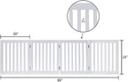 unipaws 24”H Free Standing Pet Gate for Dog Cat, 80”Wide Wooden Dog Gates | Foldable Pet Fence for Doorway, Stairs, Step, Expandable Doggy Barrier, Indoor Use, White