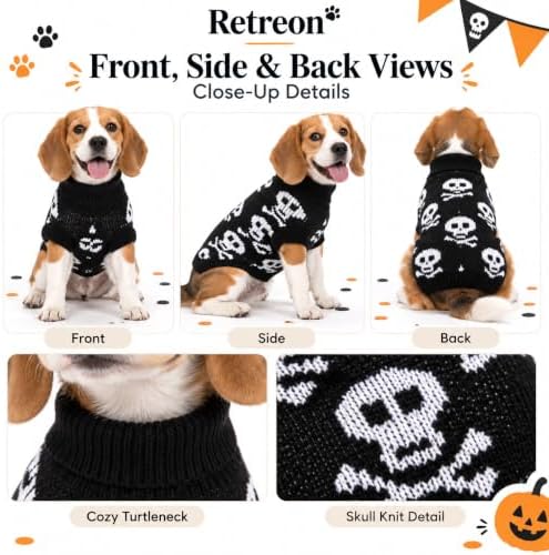 Dog Sweater for Small Dogs Girl Boy Winter, Dog Clothes, Black, M - Image 5