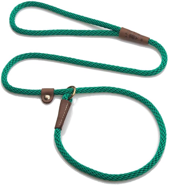 Mendota Pet Slip Leash - Dog Lead and Collar Combo - Made in The USA - Kelly Green, 3/8 in x 4 ft - for Small/Medium Breeds