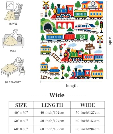 Train Throw Blanket Cartoon Locomotive Railway Print Gifts 60''x80'' - Image 6
